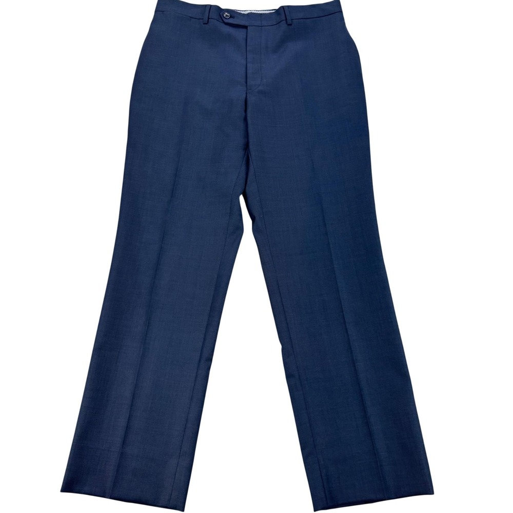 Tommy Hilfiger Dress Pants Mens 34x30 Blue Wool Flat Front Straight Office Work
